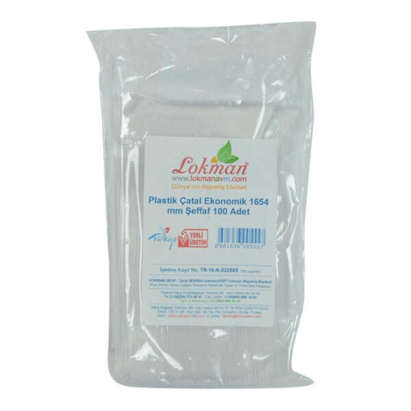 Plastik Çatal Ekonomik 1654 mm Şeffaf 100 Adet 1 Paket - Görsel 2